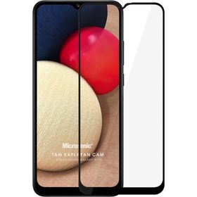 Microsonic Samsung Galaxy A02S Tam Kaplayan Temperli Siyah Cam Ekran Koruyucu