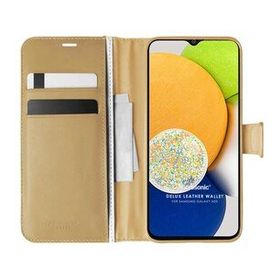 Microsonic Samsung Galaxy A03 Delux Leather Wallet Gold Cep Telefonu Kılıfı