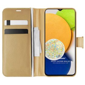 Microsonic Samsung Galaxy A03 Delux Leather Wallet Gold Cep Telefonu Kılıfı