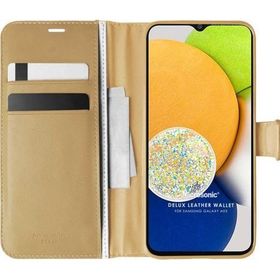 Microsonic Samsung Galaxy A03 Delux Leather Wallet Gold Cep Telefonu Kılıfı