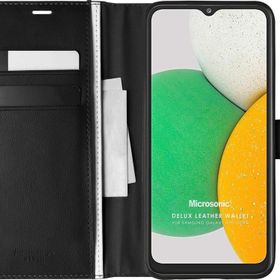 Microsonic Samsung Galaxy A03 Delux Leather Wallet Siyah Kılıf