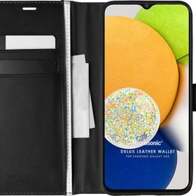 Microsonic Samsung Galaxy A03 Delux Leather Wallet Siyah Kılıf