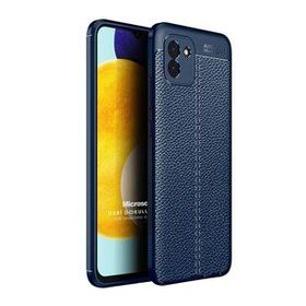 Microsonic Samsung Galaxy A03 Deri Dokulu Silikon Lacivert Kılıf