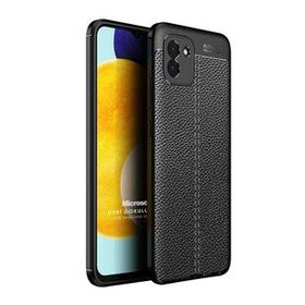 Microsonic Samsung Galaxy A03 Deri Dokulu Silikon Siyah Kılıf