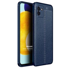 Microsonic Samsung Galaxy A03 Deri Dokulu Silikon Siyah Kılıf