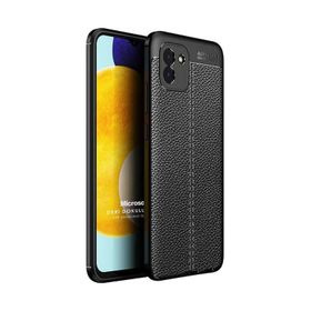 Microsonic Samsung Galaxy A03 Deri Dokulu Silikon Siyah Kılıf