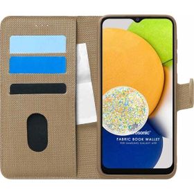 Microsonic Samsung Galaxy A03 Fabric Book Wallet Gold Kılıf