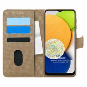 Microsonic Samsung Galaxy A03 Fabric Book Wallet Gold Kılıf