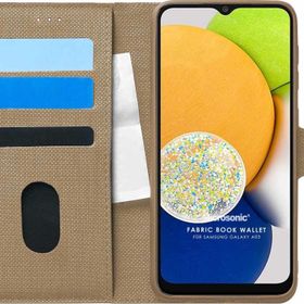 Microsonic Samsung Galaxy A03 Fabric Book Wallet Gold Kılıf