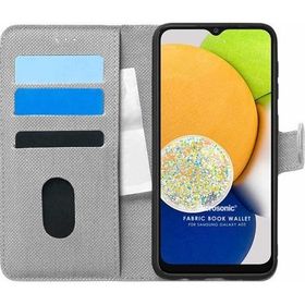 Microsonic Samsung Galaxy A03 Fabric Book Wallet Gri Kılıf