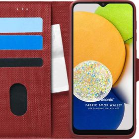 Microsonic Samsung Galaxy A03 Fabric Book Wallet Kırmızı Kılıf