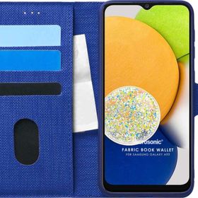 Microsonic Samsung Galaxy A03 Fabric Book Wallet Lacivert Kılıf
