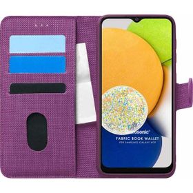 Microsonic Samsung Galaxy A03 Fabric Book Wallet Mor Kılıf