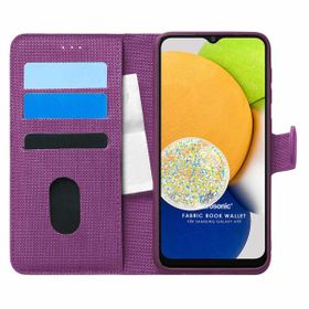 Microsonic Samsung Galaxy A03 Fabric Book Wallet Mor Kılıf
