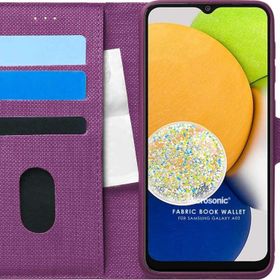 Microsonic Samsung Galaxy A03 Fabric Book Wallet Mor Kılıf