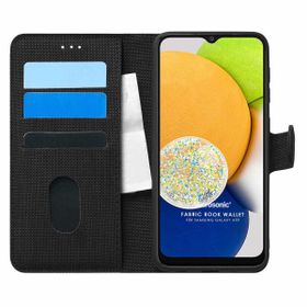 Microsonic Samsung Galaxy A03 Fabric Book Wallet Siyah Kılıf