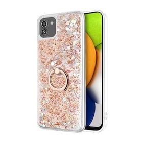 Microsonic Samsung Galaxy A03 Glitter Liquid Holder Gold Cep Telefonu Kılıfı