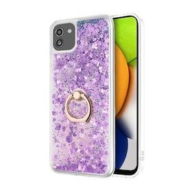 Microsonic Samsung Galaxy A03 Glitter Liquid Holder Mor Kılıf