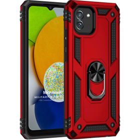 Microsonic Samsung Galaxy A03 Military Ring Holder Kırmızı Kılıf