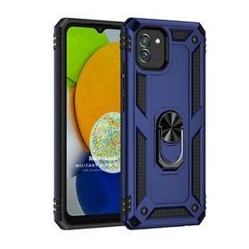 Microsonic Samsung Galaxy A03 Military Ring Holder Lacivert Kılıf