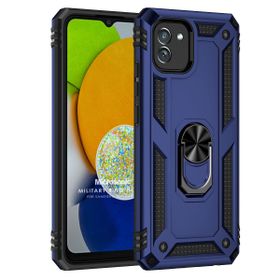 Microsonic Samsung Galaxy A03 Military Ring Holder Lacivert Kılıf