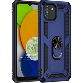 Microsonic Samsung Galaxy A03 Military Ring Holder Lacivert Kılıf