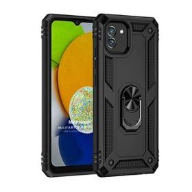 Microsonic Samsung Galaxy A03 Military Ring Holder Siyah Kılıf
