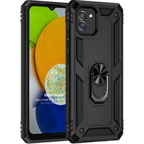 Microsonic Samsung Galaxy A03 Military Ring Holder Siyah Kılıf
