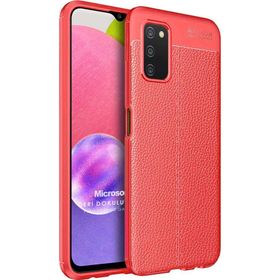 Microsonic Samsung Galaxy A03S Deri Dokulu Silikon Kırmızı Kılıf