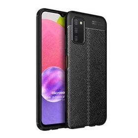 Microsonic Samsung Galaxy A03S Deri Dokulu Silikon Siyah Kılıf