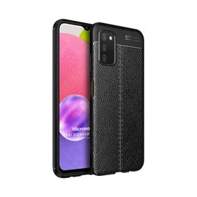 Microsonic Samsung Galaxy A03S Deri Dokulu Silikon Siyah Kılıf