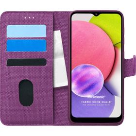 Microsonic Samsung Galaxy A03S Fabric Book Wallet Mor Kılıf