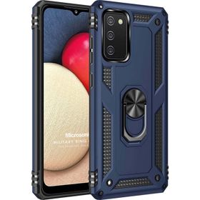 Microsonic Samsung Galaxy A03S Military Ring Holder Lacivert Kılıf