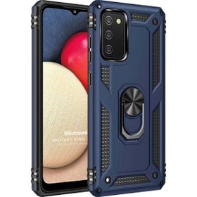 Microsonic Samsung Galaxy A03S Military Ring Holder Lacivert Kılıf