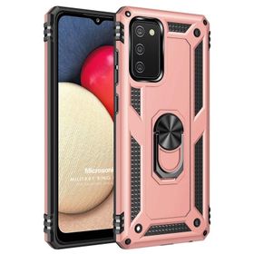 Microsonic Samsung Galaxy A03S Military Ring Holder Pembe Kılıf