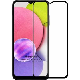 Microsonic Samsung Galaxy A03S Tam Kaplayan Temperli Siyah Cam Ekran Koruyucu
