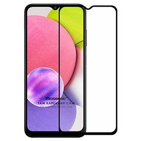 Microsonic Samsung Galaxy A03S Tam Kaplayan Temperli Siyah Cam Ekran Koruyucu