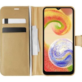 Microsonic Samsung Galaxy A04 Delux Leather Wallet Gold Kılıf