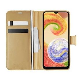 Microsonic Samsung Galaxy A04 Delux Leather Wallet Gold Kılıf
