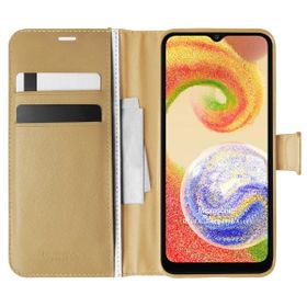 Microsonic Samsung Galaxy A04 Delux Leather Wallet Gold Kılıf