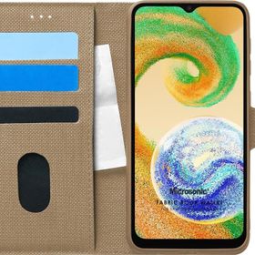 Microsonic Samsung Galaxy A04 Fabric Book Wallet Gold Kılıf