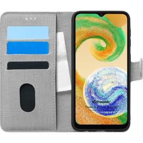 Microsonic Samsung Galaxy A04 Fabric Book Wallet Gri Kılıf