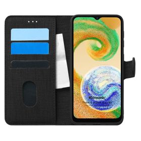 Microsonic Samsung Galaxy A04 Fabric Book Wallet Siyah Kılıf