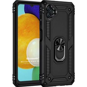 Microsonic Samsung Galaxy A04 Military Ring Holder Siyah Kılıf