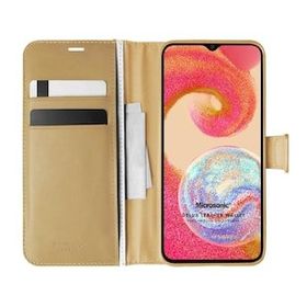 Microsonic Samsung Galaxy A04E Delux Leather Wallet Gold Kılıf
