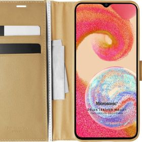 Microsonic Samsung Galaxy A04E Delux Leather Wallet Gold Kılıf