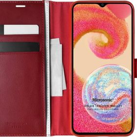 Microsonic Samsung Galaxy A04E Delux Leather Wallet Kırmızı Kılıf