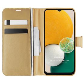 Microsonic Samsung Galaxy A04S Delux Leather Wallet Gold Kılıf