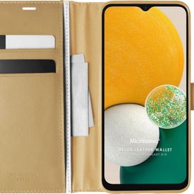 Microsonic Samsung Galaxy A04S Delux Leather Wallet Gold Kılıf