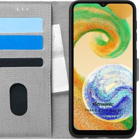 Microsonic Samsung Galaxy A04S Fabric Book Wallet Gri Kılıf